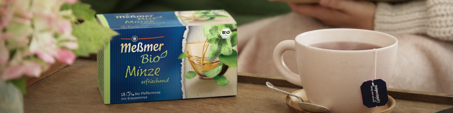 Meßmer-Bio-Packung und Teetasse